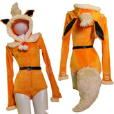 Flareon Kigurumi Cosplay Hoodie - Official Pokemon Plush Costume Pajamas for Women - Halloweez